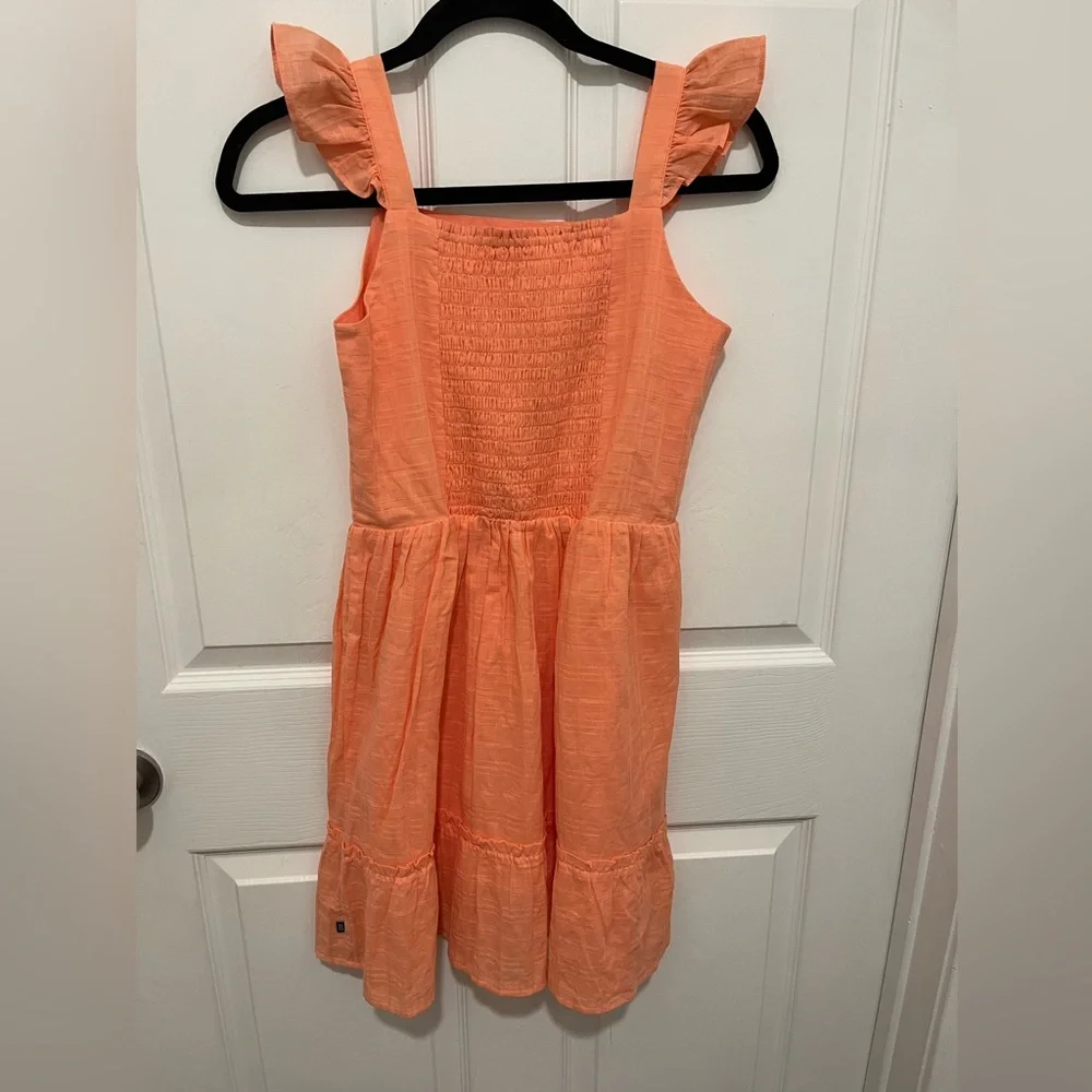 NWOT Gap Kids Girl's Cotton Tiered Peasant Dress Sleeveless Peach Lined XL 14/16
